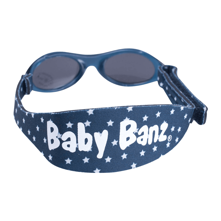 Baby Banz / Kidz Banz solglasögon för barn och baby. Mörkblå med vita stjärnor.