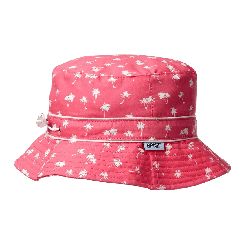 Solhatt med UPF50+ solskydd - Rosa med vita palmer (Banz Pink Palm)